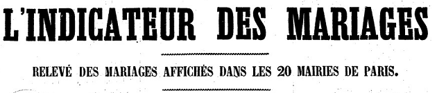 Indicateur des mariages parisiens chapeau-journal